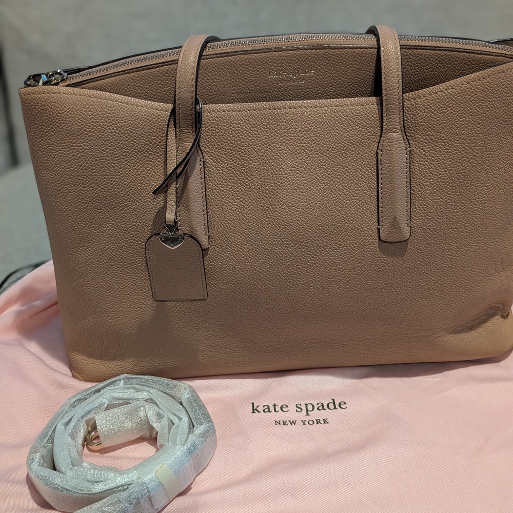 kate spade pebble leather tote in taupe
